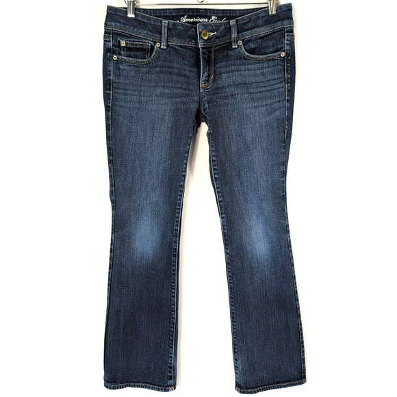 American Eagle Slim Boot Jeans Womens 8R Blue Stretch Low Rise Bootcut Denim - Picture 1 of 16